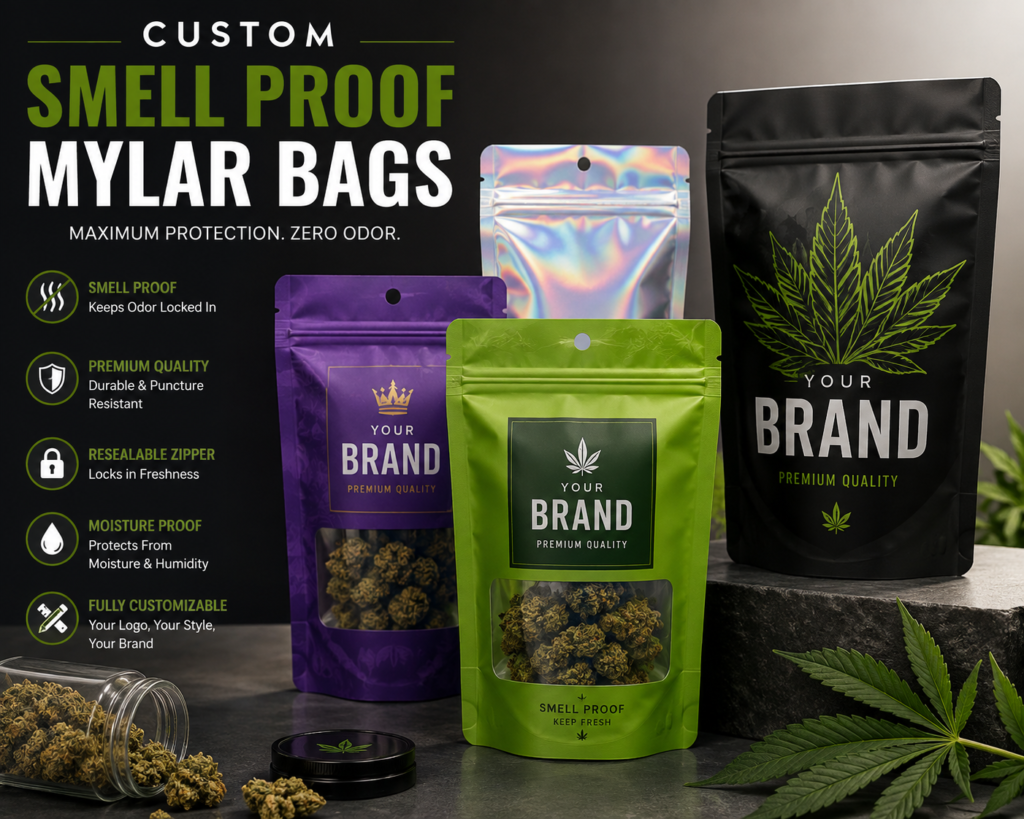 Custom Smell Proof Mylar Bags for Secure and Odor-Resistant Packaging
