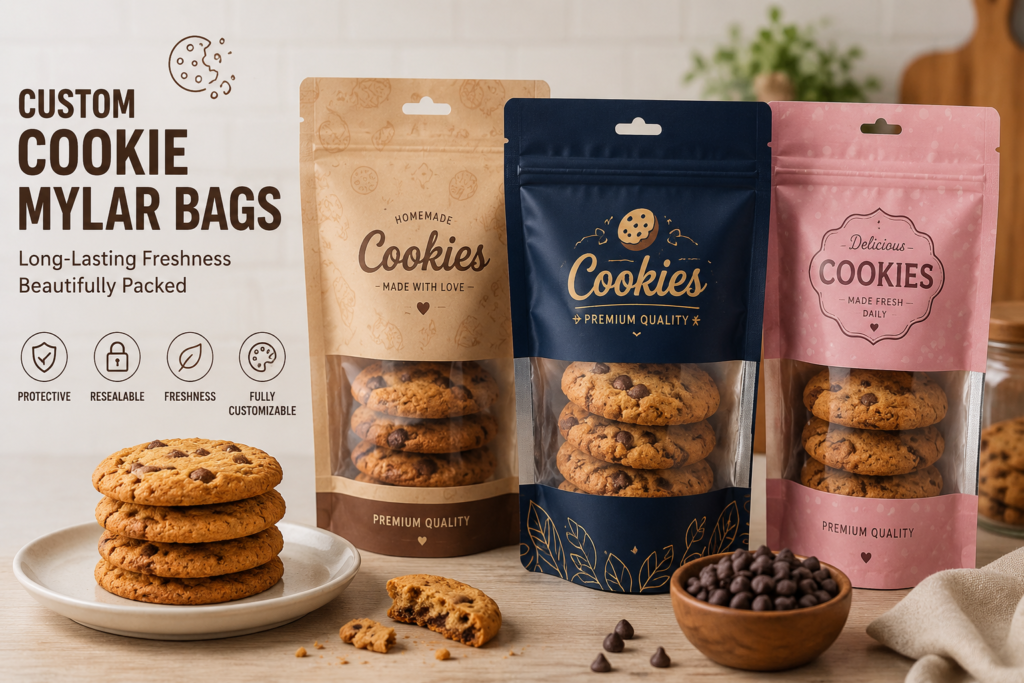 Custom Cookie Mylar Bags for Fresh and Attractive Cookie Packaging