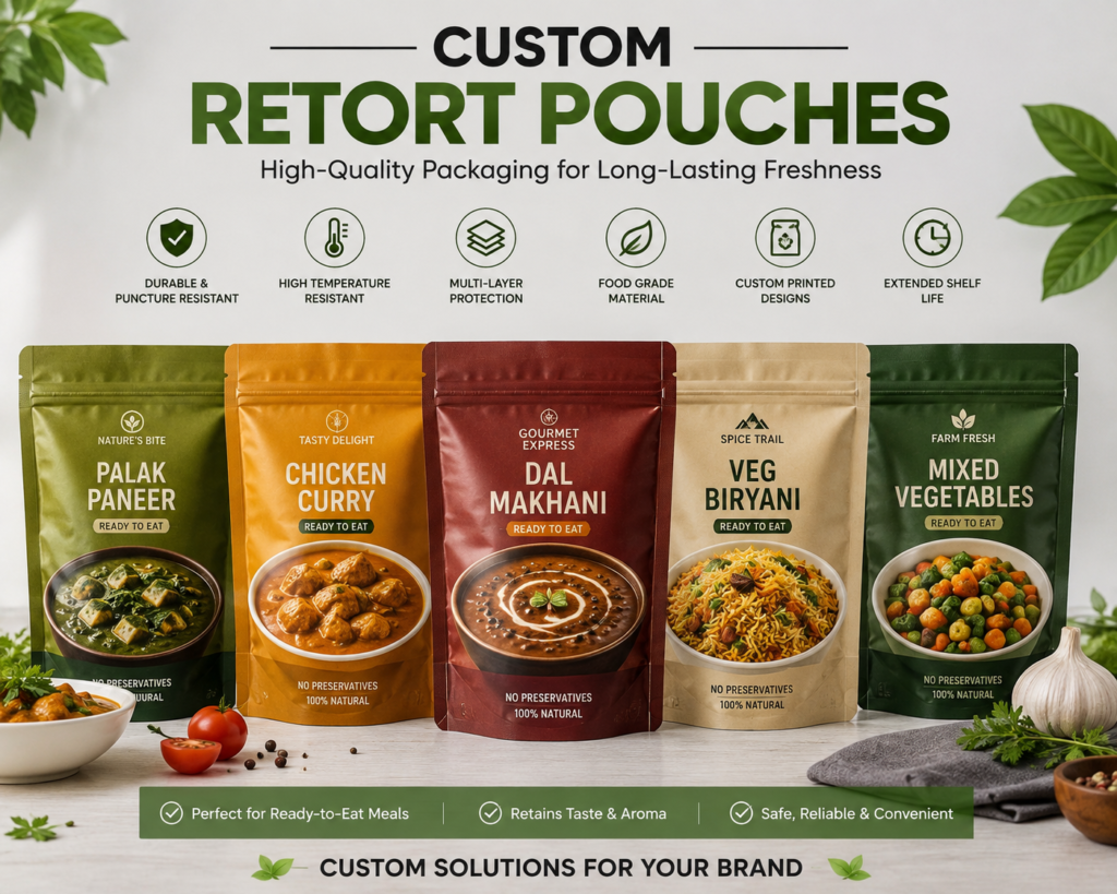 Custom Retort Pouches for Durable and Heat-Resistant Food Packaging